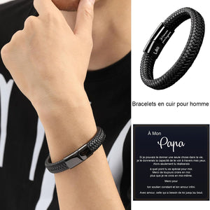 Bracelet en Cuir Personnalisé pour Homme – Cadeaux pour la fête des pères, un anniversaire ou une remise de diplôme