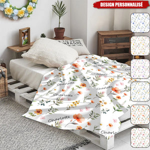 Couverture Personnalisée à Motifs Floraux – Cadeau Doux et Élégant pour Enfants, Bébés ou Adultes