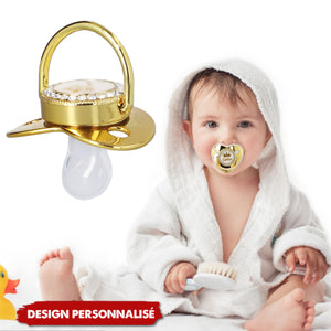 Sucette Artisanale Exquise Personnalisée avec Nom - Design Couronne et Strass