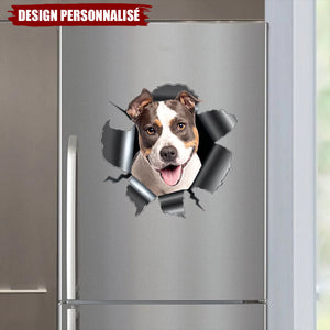 Autocollant Percé en Métal avec Photo de Chien – Design Unique