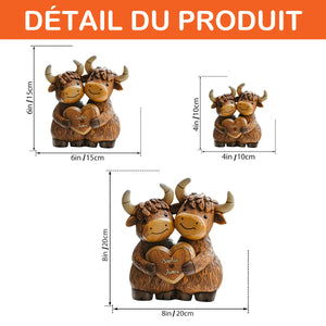 Plaque Acrylique Personnalisée – Couple de Yacks Amoureux avec Prénoms Gravés