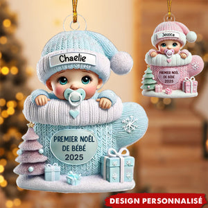 Décoration de Noël Personnalisée Ornement Acrylique - Premier Noël de Bébé