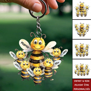 Porte-Clés Abeilles Personnalisé – “Mamie et ses Petites Abeilles”