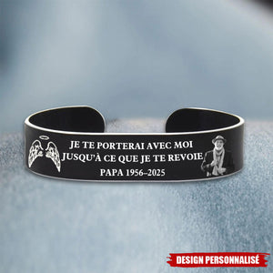 Bracelet Commémoratif Personnalisé – Message Gravé en Hommage à un Être Cher