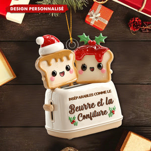 Ornement de Noël Personnalisé – Tranches de Pain "Beurre et Confiture"