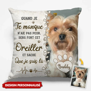 Coussin Personnalisé avec Photo de Chien et Message d’Amour – Cadeau Émotionnel et Réconfortant