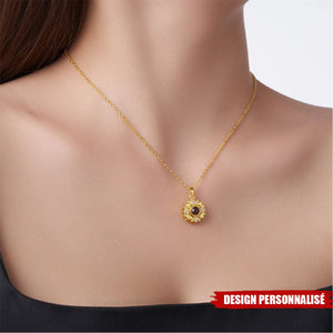 Collier tournesol Projecteur Personnalisé avec Photo Cachée – Cadeau Symbolique et Intemporel