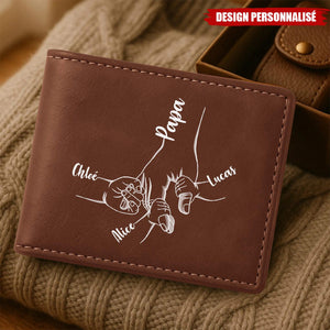Portefeuille Personnalisé – Lien Éternel entre Papa et Ses Enfants