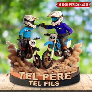 Papa et Fils en Moto Cross – Plaque Personnalisée, Cadeau pour Papa