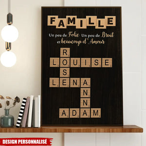 Affiche Personnalisée Mots Croisés Famille – Déco Murale Unique avec Prénoms