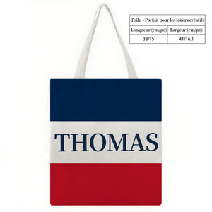 Tote Bag Personnalisé aux Couleurs du Drapeau Français – Prénom au Choix