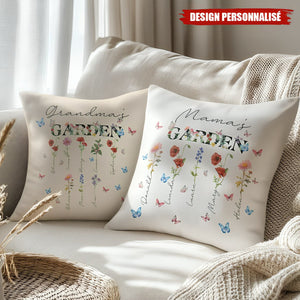 Coussin Personnalisé "Le Jardin de Maman" – Un Cadeau Unique et Émotionnel