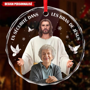 Ornement Rond en Verre avec Photo Personnalisée – Cadeau de Noël Commémoratif et de Sympathie