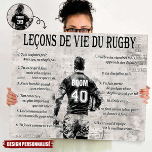 Affiche Personnalisée des Leçons de Vie du Rugby – Cadeau pour les Passionnés de Rugby
