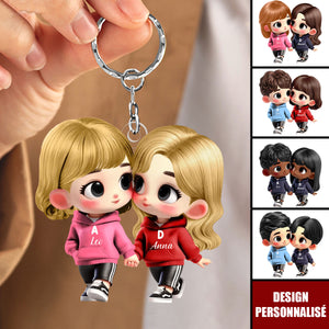 Porte-clés Couple Personnalisé – Mignon et Unique, Cadeau Romantique pour Lui & Elle