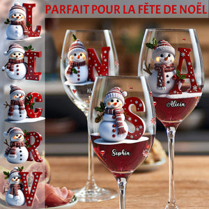 Verres à Vin Personnalisés – Flocon de Neige & Bonhomme de Neige pour Noël
