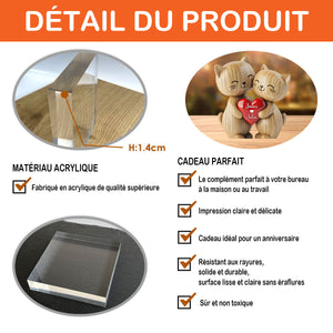 Plaque Acrylique Personnalisée – Chatons Amoureux avec Prénoms