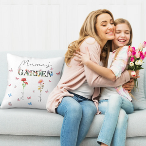 Coussin Personnalisé "Le Jardin de Maman" – Un Cadeau Unique et Émotionnel