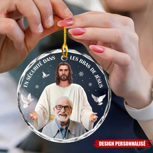 Ornement Rond en Verre avec Photo Personnalisée – Cadeau de Noël Commémoratif et de Sympathie