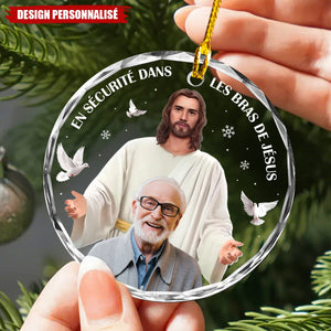 Ornement Rond en Verre avec Photo Personnalisée – Cadeau de Noël Commémoratif et de Sympathie