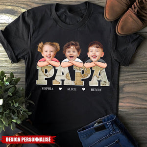 T-shirt personnalisé “PAPA” avec photo des enfants – Cadeau parfait pour la fête des pères