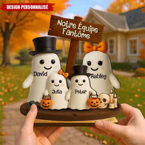 Plaque en Bois Personnalisée – Notre Équipe Fantôme