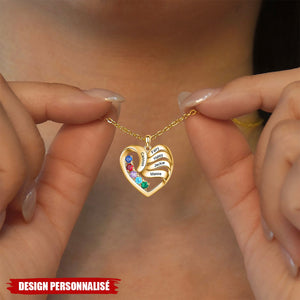 Collier Cœur Personnalisé avec Pierres de Naissance – Cadeau Unique pour Famille et Amis