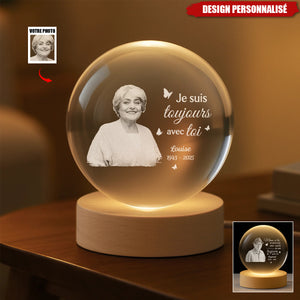 Lampe Souvenir Personnalisée en Cristal – “Je suis toujours avec toi”