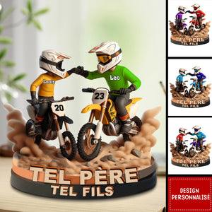 Papa et Fils en Moto Cross – Plaque Personnalisée, Cadeau pour Papa