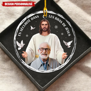 Ornement Rond en Verre avec Photo Personnalisée – Cadeau de Noël Commémoratif et de Sympathie