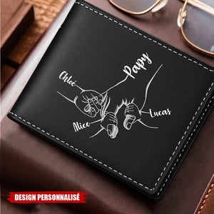 Portefeuille Personnalisé – Lien Éternel entre Papa et Ses Enfants