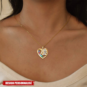 Collier Cœur Personnalisé avec Pierres de Naissance – Cadeau Unique pour Famille et Amis