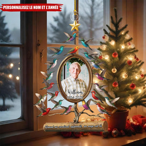 Décoration Commémorative Personnalisée – Arbre à Colibris avec Photo et Année