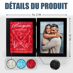 Cadre Double Personnalisé avec Fleurs pour Couple- Cadeau Romantique Unique