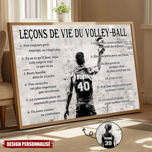 Affiche Personnalisée Leçons de Vie du Volley-ball – Cadeau pour les Amoureux du Volley-ball