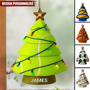 Ornement de Noël Personnalisé en Forme de Sapin – Design Sportif Unique