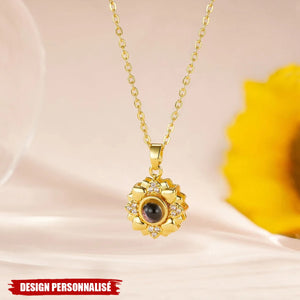 Collier tournesol Projecteur Personnalisé avec Photo Cachée – Cadeau Symbolique et Intemporel
