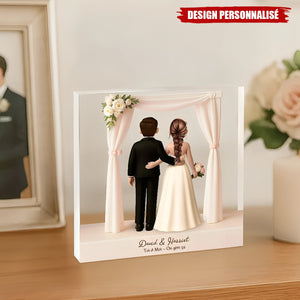 Plaque Acrylique Personnalisée – Mariage Romantique Sous l’Arche Florale