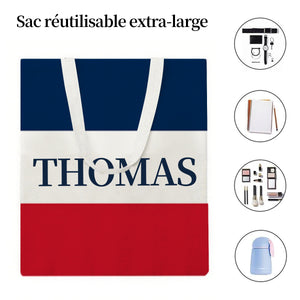 Tote Bag Personnalisé aux Couleurs du Drapeau Français – Prénom au Choix