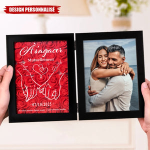 Cadre Double Personnalisé avec Fleurs pour Couple- Cadeau Romantique Unique