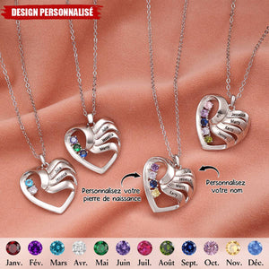 Collier Cœur Personnalisé avec Pierres de Naissance – Cadeau Unique pour Famille et Amis