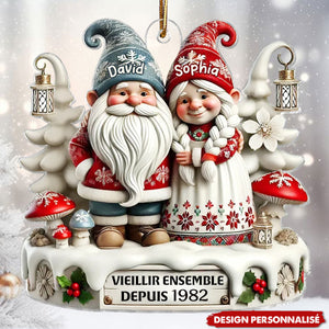 Suspension Acrylique Personnalisée - Vieillir Ensemble avec un Couple de Nains