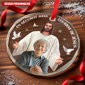 Ornement Rond en Verre avec Photo Personnalisée – Cadeau de Noël Commémoratif et de Sympathie