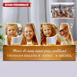 Lampe Photo Personnalisée "PAPA" avec Prénoms – Cadeau Émotionnel pour Papa
