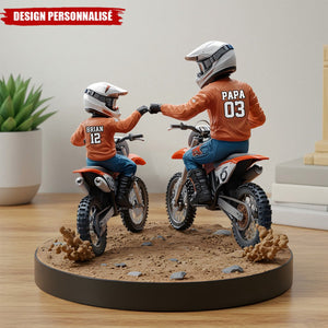 Plaque en acrylique personnalisée Père et Enfant en Moto – Cadeau Touchant pour la Fête des Pères