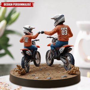 Plaque en acrylique personnalisée Père et Enfant en Moto – Cadeau Touchant pour la Fête des Pères