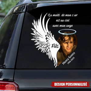 Autocollant Commémoratif Personnalisé – Ailes d’Ange avec Photo et Nom