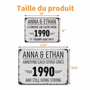 Plaque Métallique Personnalisée – À s’énerver l’un l’autre depuis… et toujours aussi forts