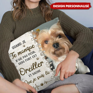 Coussin Personnalisé avec Photo de Chien et Message d’Amour – Cadeau Émotionnel et Réconfortant