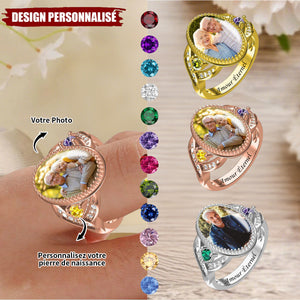 Bague Ovale Personnalisée avec Photo - Cadeau Romantique et Intemporel pour Couples